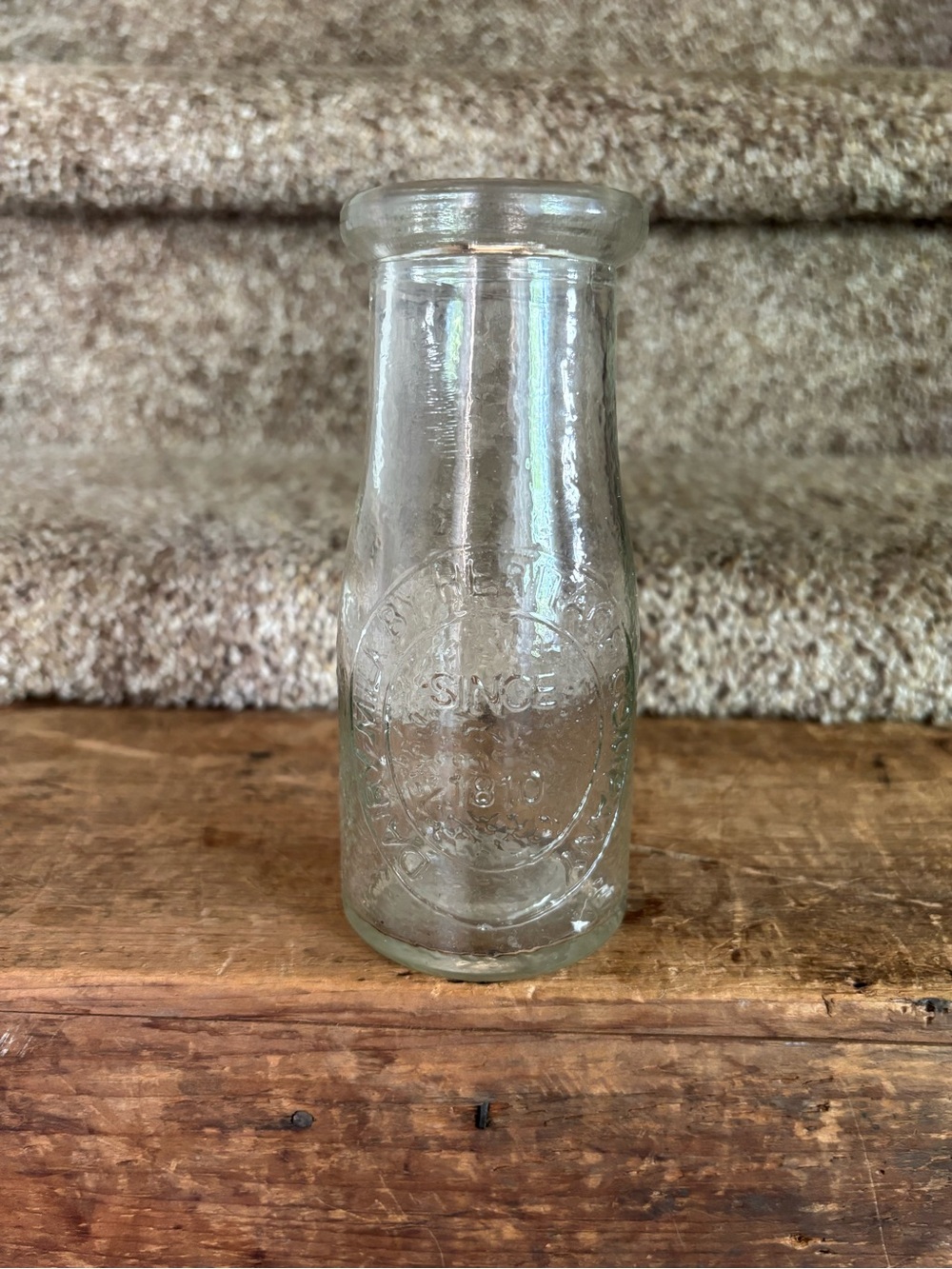 Vintage Clear Glass Milk Bottle - Embossed Design